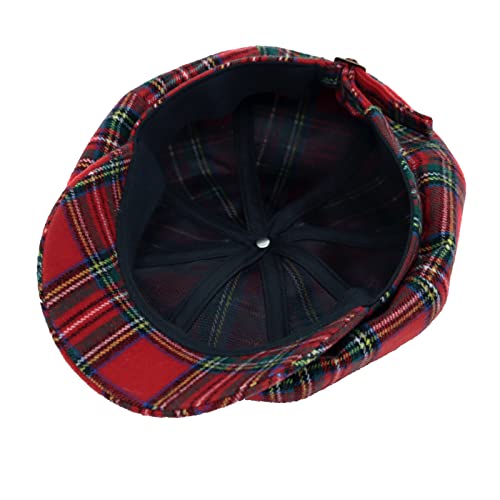 Withmoons Newsboy Beret Hat Tartan Check Cool Cotton Golf Cap Hm31178 (Red) #TOP4