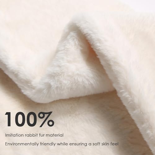 Womens Fur Collar Scarf, Faux Fur Scarves for Women, Neck Shrug for Spring Fall Winter Super Soft Cozy (Beige)3