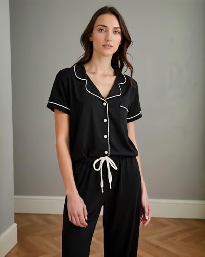 Image of BORN Pajamas for Women Set Button Down, 2 Piece Pajama Sets, Soft Womens Pajama Sets