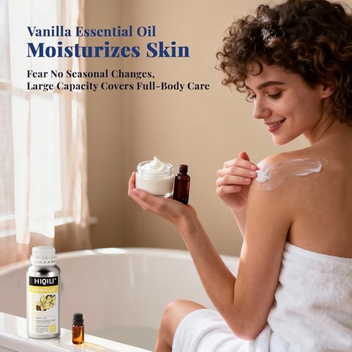 Image of HIQILI 16 Ounces Vanilla Essential Oil, Strong Fragrance for Body Lotion, Candle Making, Soap, Aromatherapy -16 Fl Oz