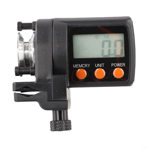 Jotekonoby Contador digital de línea de pesca para carretes giratorios, herramienta de medición bidireccional de longitud de línea con pantalla ajustable -199.9 a 999.9 m, impermeable