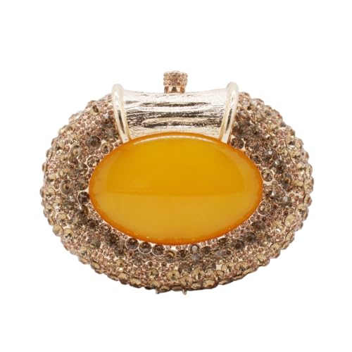 Image of UMREN Women Crystal Oval Shell Evening Purse Bags Luxury Rhinestone Clutch Unique Gems Handbag Bridal Wedding Shoulder Bag