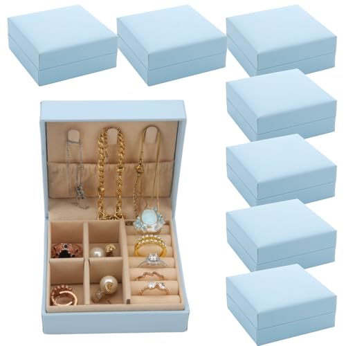 Ciulaiy Bridesmaid Proposal Gifts Travel Jewelry Case Wedding Party Favors Small Jewelry Box Bridesmaid Gift ideas Boxes Mini Storage Organizer Box(6, Blue)