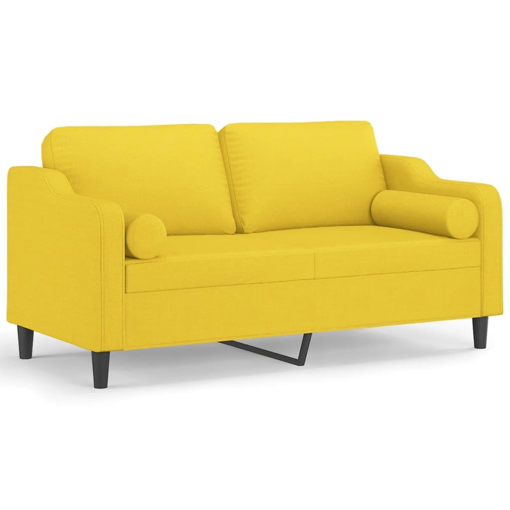 Gecheer Sofás de salón,Sofá Chaise Longue Moderno,Sofás cheslong,Silla Sillón de Asiento - Sofá de 2 plazas con Cojines Tela Amarillo Claro 140 cm