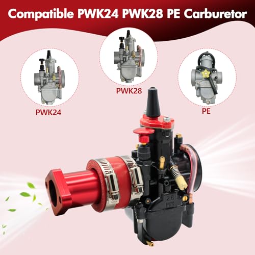 Image of Upgraded Intake Manifold for Predator 212cc 196cc 224cc Engine Performance Parts, for PWK 24mm 28mm Carburetor Coleman ct200u bt200x b200cc b200r kt196 Mini Bike Go Kart (Red)