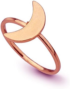 14k Rose Gold Crescent Moon Ring, Solid Gold Stacking Stackable Half Moon Jewelry