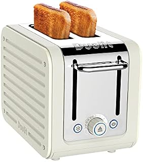 Dualit Architect 2 Slice Toaster | Stainless Steel with Canvas White Trim | Extra-Wide Slots  Peek & Pop Function Perfect Toast Technology  Matching Kettle & Sandwich Cage Available | 26523