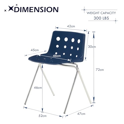 U2PICK Set of 2 Modern Style Chair Dining Chairs, Cheese Lounge Stackable Plastic Chair with Chrome Legs Dressing Kitchen Home(Blue) - Image 4