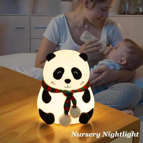 Image of Panda Night Lamp, Panda Touch Silicone Lamp, 7 Colour Changing Light for Kids Bedroom, USB Rechargeable,Birthday Gift for Girls and Boys