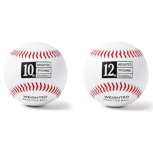 Thorza Weighted Baseballs for Pitching & Throwing Training - Velocity Building Balls for Hitting Practice & Strength Development - Youth to Pro (10 & 12 Oz.) - Set of 2