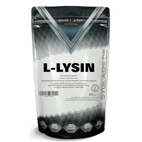 L-Lysin Pulver 100% rein - 1000g Aminosäure Lysin - 1kg - ohne Zusatzstoffe - vegan -mit Messlöffel
