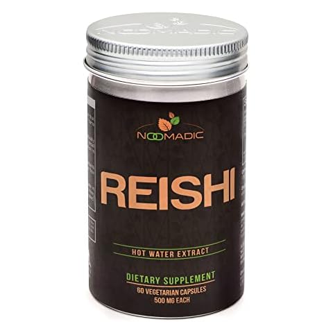 Noomadic Reishi Mushroom, 60 Capsules, 500mg Each, General Wellness & Longevity, Hot Water Extract, Fruiting Bodies, 30% Beta-D-Glucans Cover