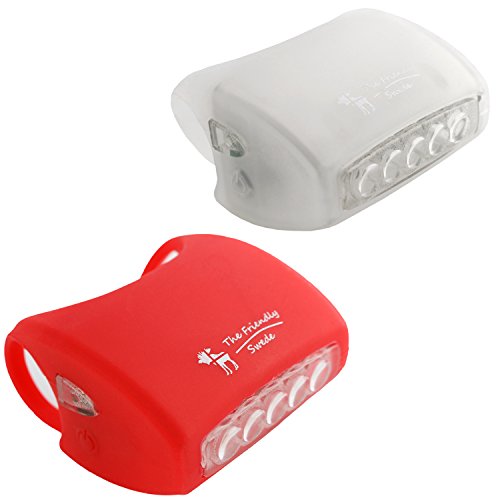 Image of The Friendly Swede Silicone 7 LED Bike Light Set of Headlight and Rearlight, White and Red (Bike Lights Kit)