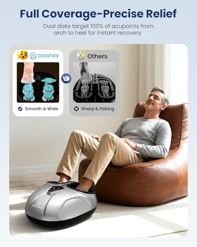Image of COMFIER 2026 Upgrade Shiatsu Foot Massager,Feet Massager for Neuropathy Plantar Fasciitis Relief,3 Kneading,3 Heat,3 Vibration & 5 Compression, Fit Up to 14,Relax for Home Office Use