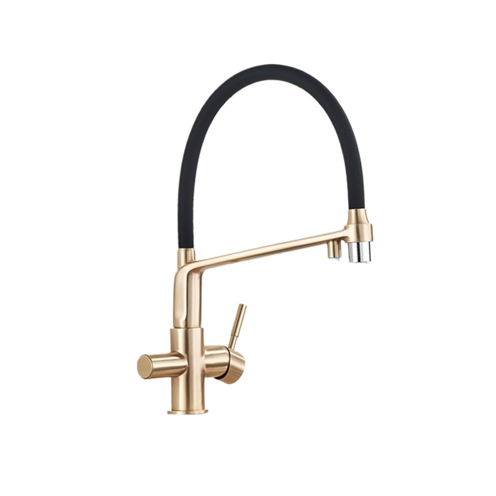 Filter Kitchen Faucet Brushed Gold 360 Swivel Pure Water Faucets for Kitchen Black Pull Down Purification Water Mixer Tap(Gold B)