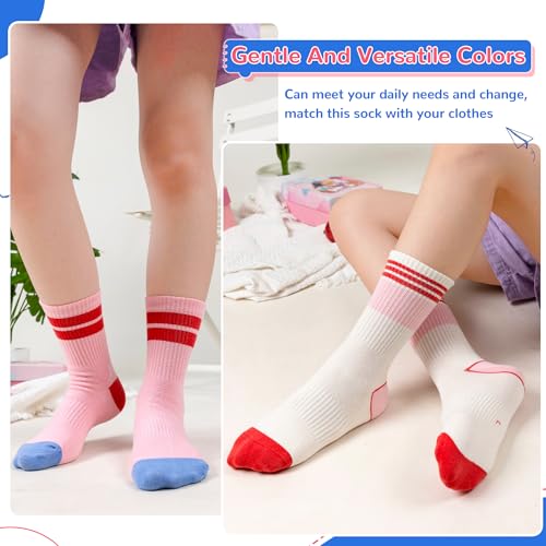 Kids Girls Socks Athletic Sport Breathable Soft Cotton Youth Girsl Crew Socks 6 Pairs4