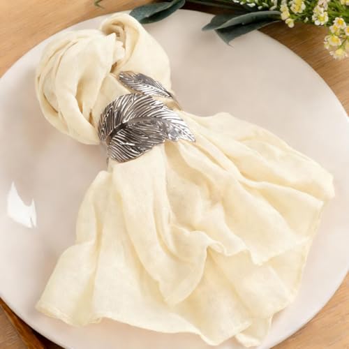 Image of MLMC 40 Pack Cheesecloth Napkins Bulk Beige Reusable Napkins 21 inchx21 inch Cream Boho Dinner Cloth Napkins in Bulk for Bridal Shower Baby Shower Events Decor