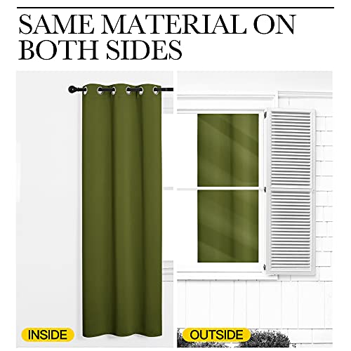 Image of NICETOWN Olive Green Blackout Curtains 96 inches Length for Living Room, 2 Panels, 55 inch Wide, Thermal Insulated Long Drapes for Large Window
