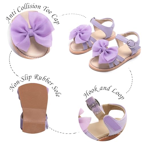 Image of Girls Dress Sandals Comfy Hook and Loop Summer Shoes for Toddlers(TA302 Toddler,Purple /6M)