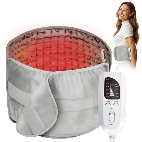 VOSFEEL Termoforo Elettrico 60x140cm, Cuscino Riscaldante per Lombare e Schiena, 6 Livelli Temperatura, Timer 4 Impostazioni, Lavabile, per Dolori Muscolari