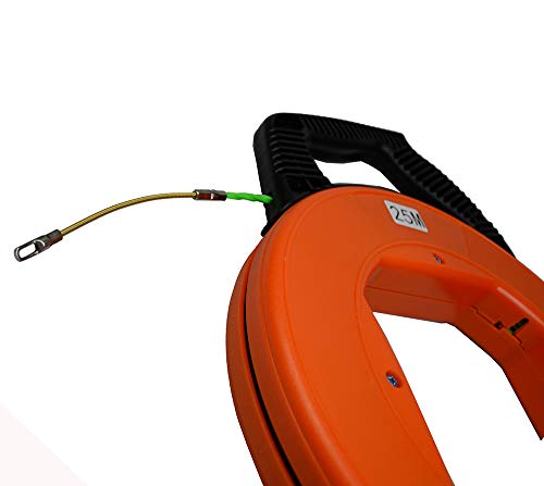 Electrical Fish Tape Case Wire Puller with 1pcs Fastener tool 4.3mm x 82 Feet/Up Grade Leader Hole (Orange)