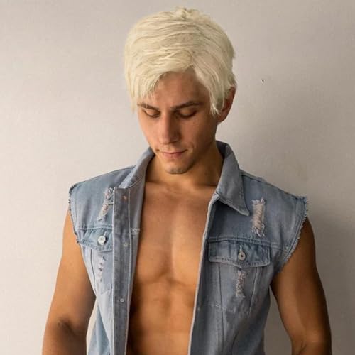 Image of QUEENTAS Mens Wig Short Blonde Wig for Men Natural Cowboy Costume Wigs for Men Short Synthetic Hair Male Wig