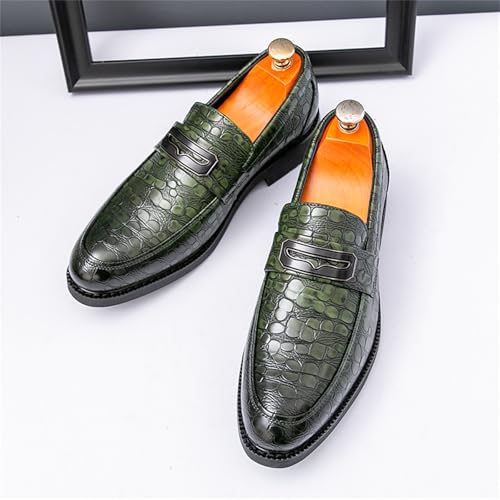 Men's Crocodile Printed Leather Slip On Penny Loafers with Platform Block Heel Business Formal Dress Shoes Lightweight Soft Comfortable Fit for Party Wedding Office Casual Dating3