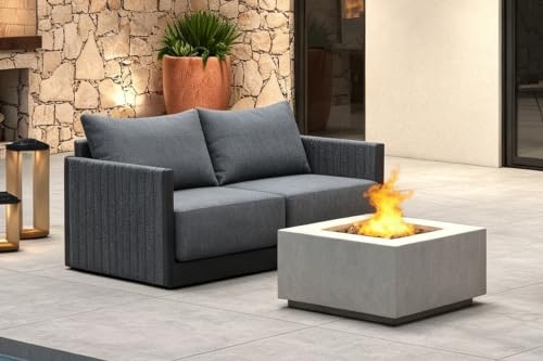 Image of PURPLE LEAF Patio Furniture Set 2 Pieces Outdoor Conversation Sets PP Rope Patio Sofa with Cushions Manual Weaving Deep Seating Furniture for Porch Lawn Backyard Gray