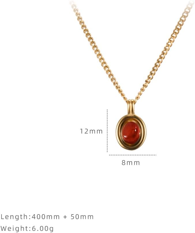 18K Gold Plated Gemstone Women Pendant Necklace Dainty Link Chain Necklaces for Women Ruby Amber Gemstone Pendants - Image 4