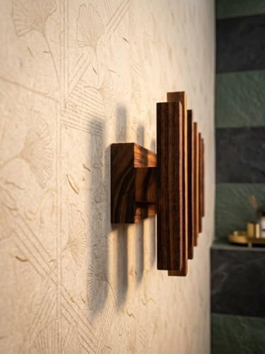 Image of Wooden Wall Mounted Coat Rack with Multiple Hooks, Decorative Wall Hanger for Clothes, Jackets, Bags, Scarves, Towels & Home Organization