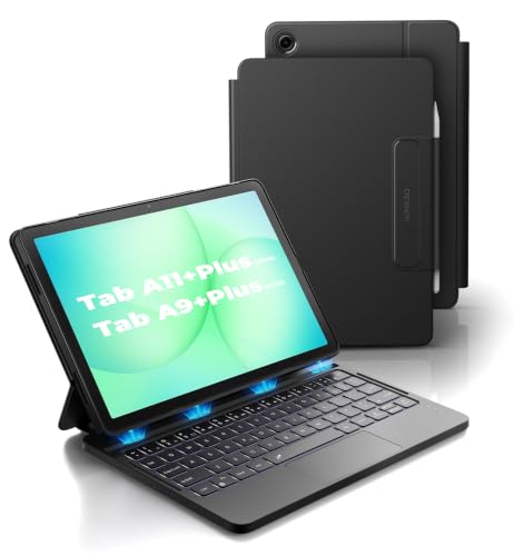 Dexnor for Samsung Galaxy Tab A11+/A9+ Plus Case with Keyboard, Ultra-Light Magnetic Folio Keyboard Cover with Multi-Touch Trackpad Backlit Stylus Holder for 11' Galaxy Tab A11+ Plus (2025), Black