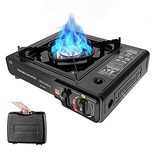 ORISCONCA-Portable Butane Stove,Camping Stove,Outdoor Burning Stove,Backpacking Stove,Portable Gas Stove,Barbecue Stove,Automatic Ignition,Suitable Survival Kits For Hurricane,Emergency Stove For Storm,