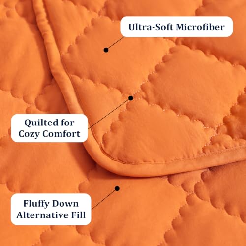 Image of BEDSUM Toddler Quilt 43x60, Microfiber Kids Quilt Toddler Bed, Orange | Lightweight Soft Comfort for Toddler Beds, Daycare, Preschool Naps, Boys Girls, Machine Washable All Season Toddler Comforter