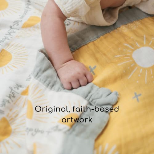 Image of Scripture Blessing Blanket | Toddlers Double Sided Muslin Blanket | Super Soft Swaddle Blanket with 6-Layers | Luxury, Breathable Toddler Essentials for Girls and Boys | 47 inch X 47 inch