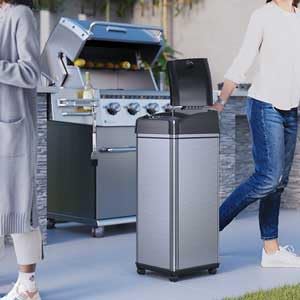 Image of iTouchless Glide 13 Gallon Pet-Proof Sensor Trash Can with Wheels and Odor Control System, Stainless Steel