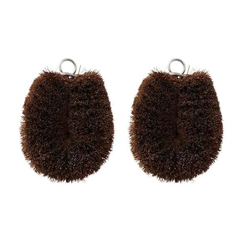 Kamenoko Tawashi Kiwame #1 - Set of 2 - Hemp Palm Brushes for Cleaning Kitchen and Bathroom - Small - Ideal for Washing Vegetables, Glasswares, and Pottery - Made in Japan Cover