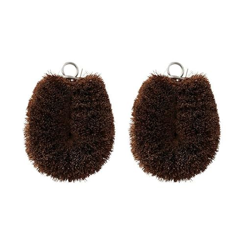 Image of Kamenoko Tawashi Kiwame #1 - Set of 2 - Hemp Palm Brushes for Cleaning Kitchen and Bathroom - Small - Ideal for Washing Vegetables, Glasswares, and Pottery - Made in Japan