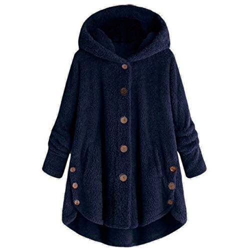 Fleece Lined Hoodie for Women Plus Size Teddy Bear Jacket Casual Loose Cozy Pajamas for Women Soft Button