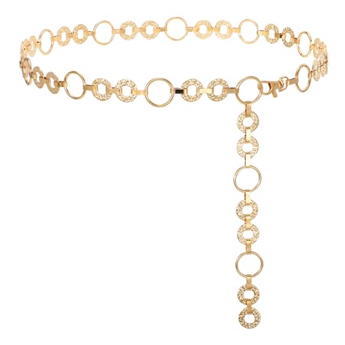 WHIPPY Metal Waist Chain Belt Women Adjustable Body Link Belts Ladies Fashion Chain for Jeans Dress