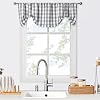 ZJDECOR Grey and White Buffalo Plaid Tie Up Valance Curtain Buffalo Check Farmhouse Retro Adjustable Gingham Tie Up Kitchen Window Treatment Valances for Cafe Bathroom Windows 56 x 18 Silver Gray