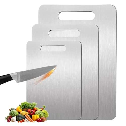 Comparison: Best Cutting Board Under 100 8 3 Pack Titanium Cutting Boards for Kitchen,100% Pure Titanium, Cutting Edge Hygiene & Durability, Double-sided food-grade Cutting Board For Meats Fruist And Vegetables,Easy to Clean(M+L+XL)