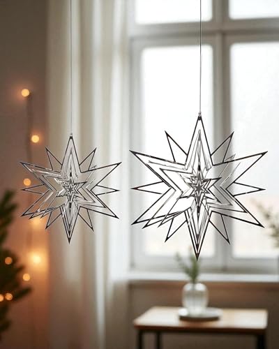 CULT at home Deko Sterne zum Aufhängen – 2tlg Set 3D Sterne Deko Ø...