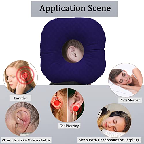 Image of Ear Piercing Pillow for Side Sleepers, Pillow with an Ear Hole for CNH and Ear Pain Ear Inflammation Pressure Sores, O-Shaped Side Sleeping Pillow, Ear Guard Pillow(Dark Purple)