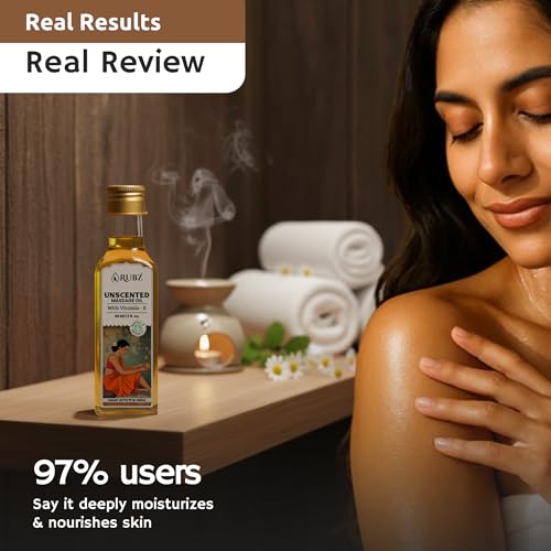 Image of Rubz Unscented Massage Oil - 60ml | Fragrance-Free Body Oil for Sensitive Skin | Lightweight, Gentle Full Body Massage Oil for Men & Women | Travel-Friendly Pack