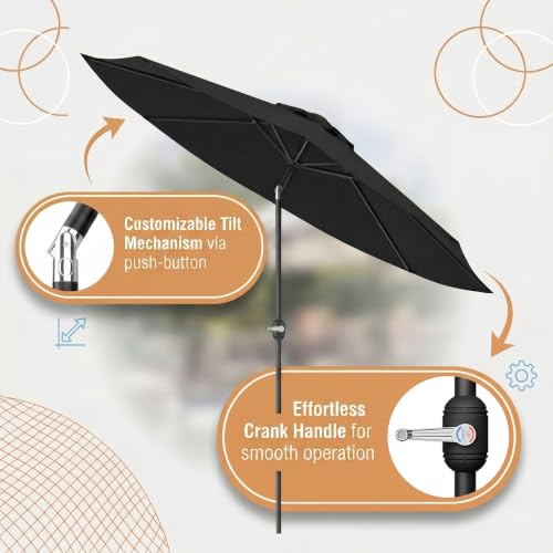 Image of Greesum 9FT Outdoor Patio Umbrella, Table Umbrella for Yard, Market, Heavy-Duty Waterproof Pool Umbrella with 8 Sturdy Ribs, UV Protection for Beach, Deck, Garden, Backyard