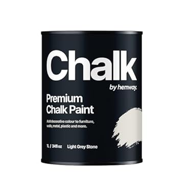 Hemway - Premium Chalk Paint - Light Grey Stone 1 L | Chalky Matt Shabby Chic Finish for Interior Furniture & Walls | Quick Dry & 1 Coat