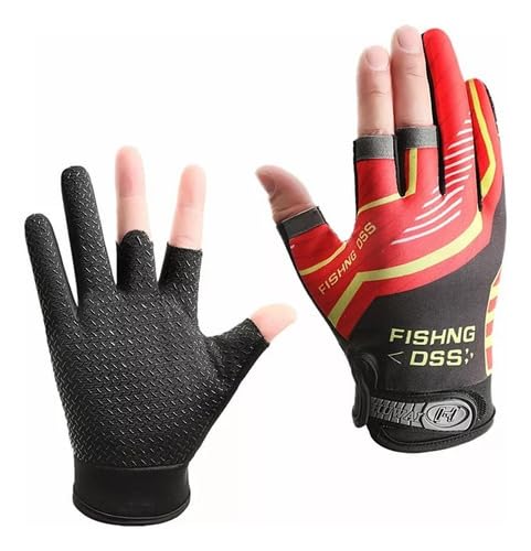Luva Três Dedos Antiderrapante Uv Esporte Pesca Profissional (vermelho)