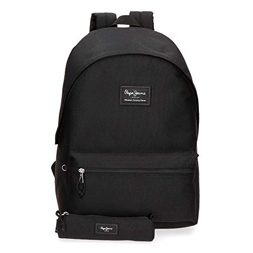 Mochila Pepe Jeans Aris   Estuche Negro  31x44x17 5 cms