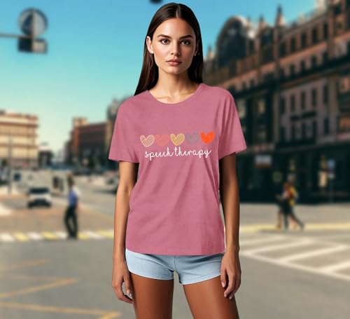 Speech Therapy Shirt for Women Speech Language Pathologist T-Shirts Cute Hearts Tee Tops4