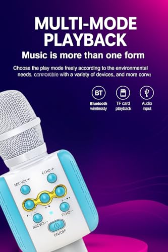 Image of Ankuka Wireless Karaoke Microphone with Speaker - Handheld Bluetooth Mic for Singing with Echo Effect, 5 Magic Voice Modes, Music Sync LED & 1800mAh Rechargeable Battery - for Adults & Kids